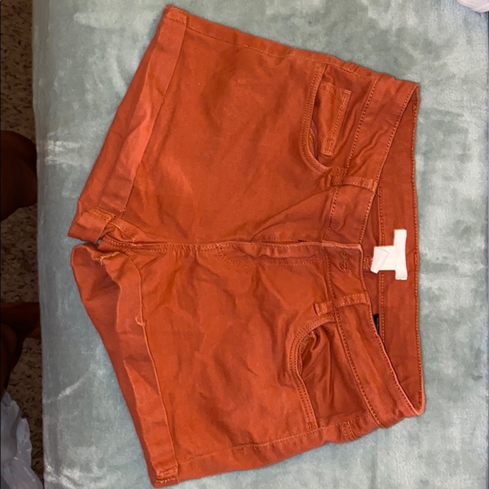 Orange jean shorts